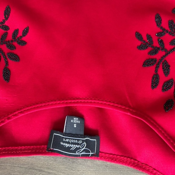 Red midi dress with black beading - Picture 3 of 4